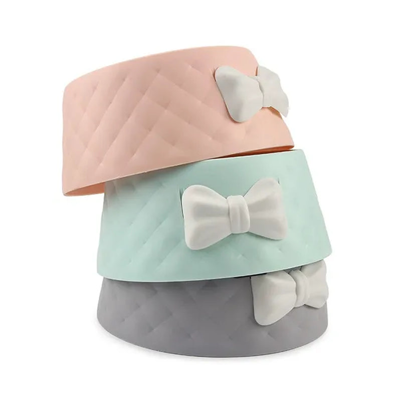 Cute Pet Feeders Bowknot Diamond Pattern Leakproof Bowl for Dog Cat Pets Food Bowls