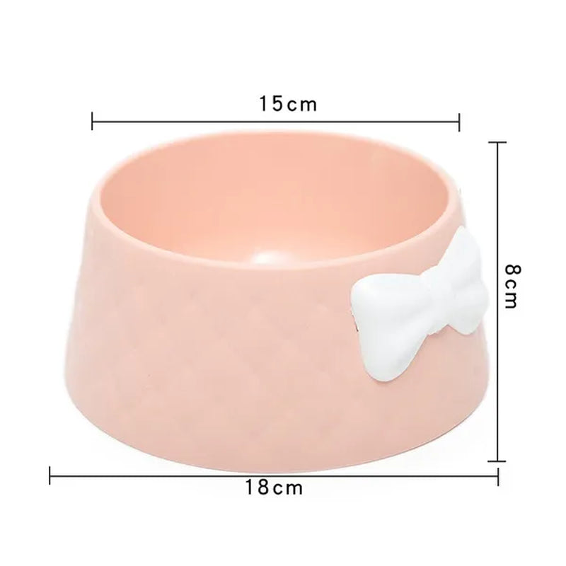 Cute Pet Feeders Bowknot Diamond Pattern Leakproof Bowl for Dog Cat Pets Food Bowls