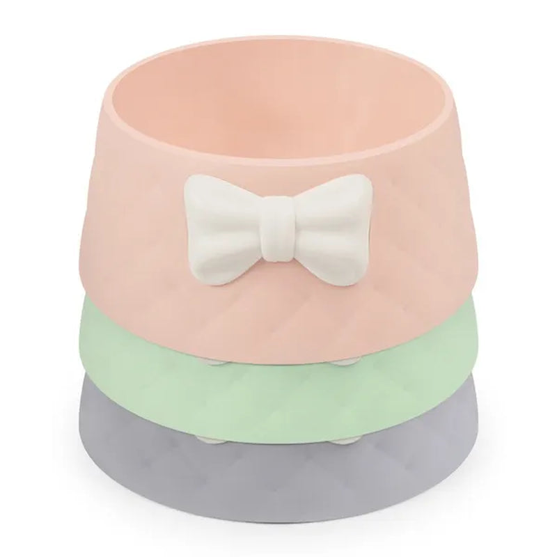 Cute Pet Feeders Bowknot Diamond Pattern Leakproof Bowl for Dog Cat Pets Food Bowls